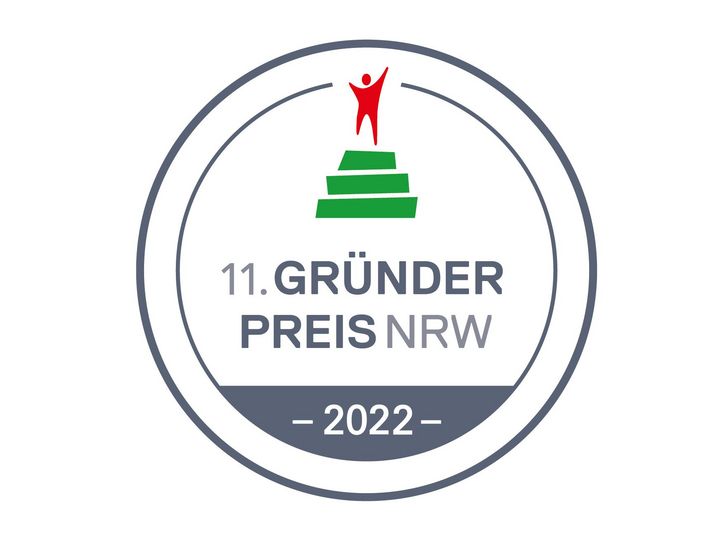 Das Bild zeigt das Logo des GR&Uuml;NDERPREIS NRW 2022.