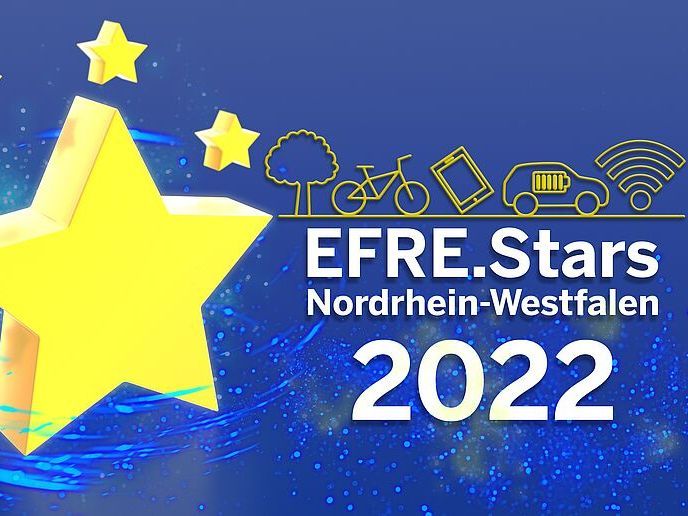 Das Bild zeigt einen gelben Stern sowie die Symbole f&uuml;r einen Baum, ein Fahrrad, ein Batteriebetriebenes Auto und Wlan.